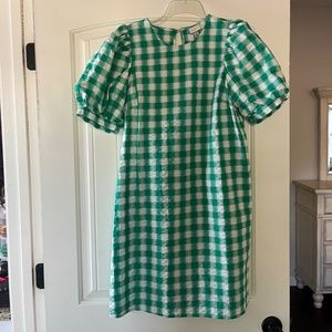 A New Day Green and White Gingham Shift Dress with Pockets